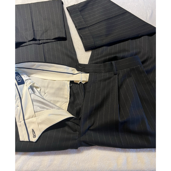 Chaps 38R 30x30 Navy Blue Dashed Banker's Stripe Suit Quality Classic Fit - Picture 9 of 16